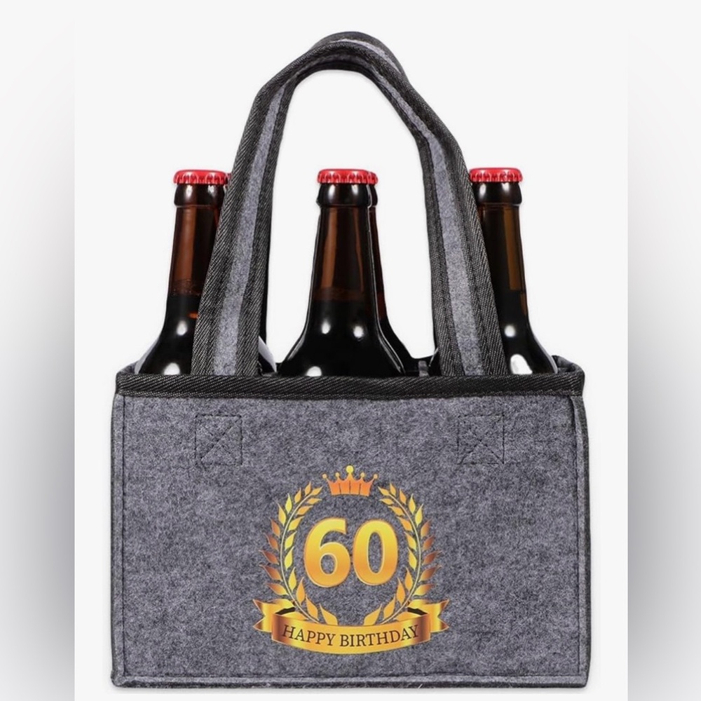 60th Birthday Reusable Six Pack Beer Tote